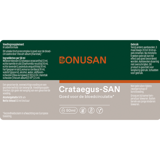 Crataegus-SAN tinctuur 50 ml Bonusan (bloedsomloop, bloeddruk verlagen)
