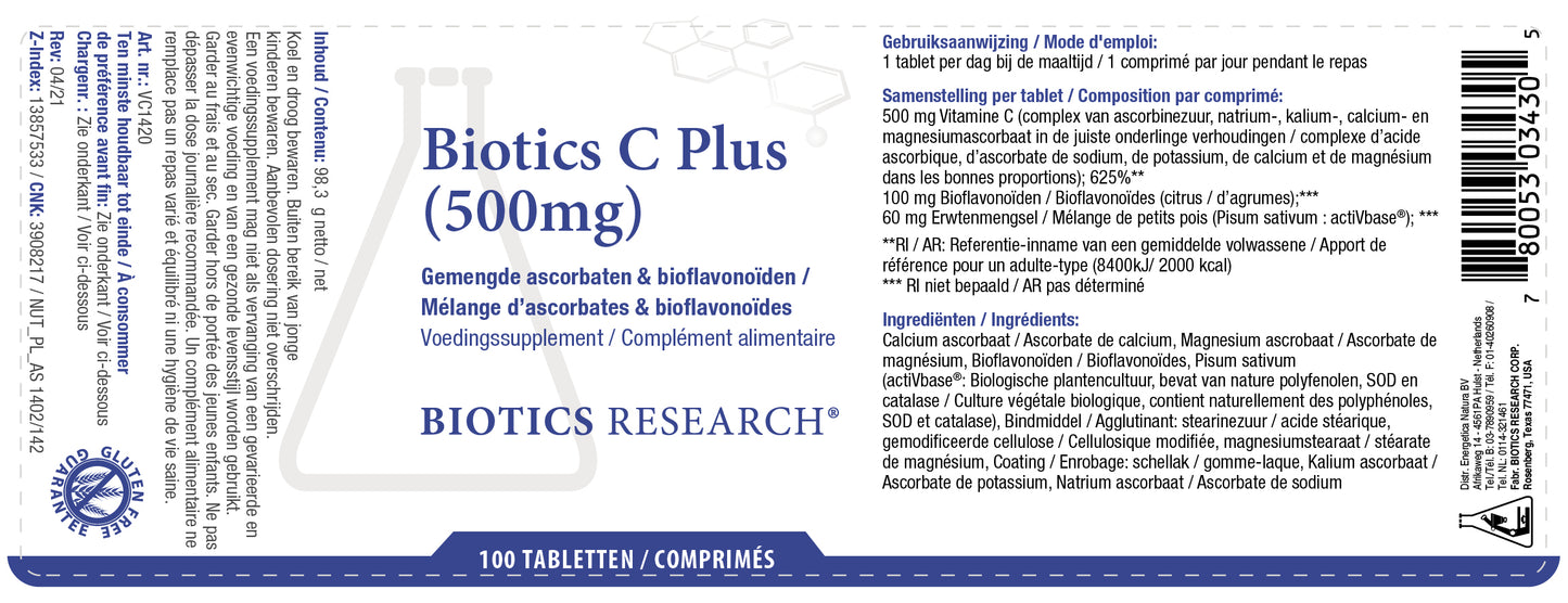 Vitamine C plus 500mg 100 tabletten Biotics